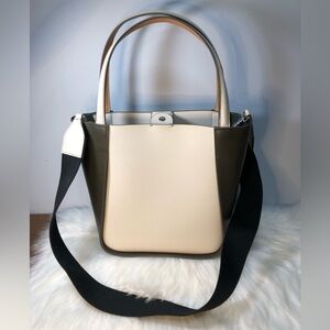 Zara Two-Tone Tote Bag With Attached Makeup/Coin Pouch NWOT